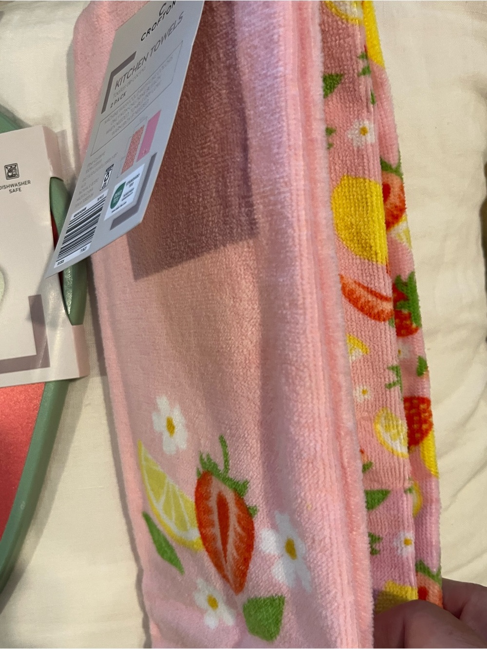 Crofton Pink Strawberry Kitchen Towels & Cutting Board Set - Picture 7 of 7